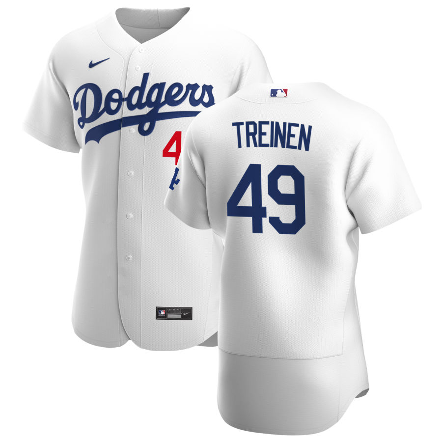 Personalized Los Angeles Dodgers #49 Blake Treinen Men’s White Home 2020 Authentic Player MLB Jersey