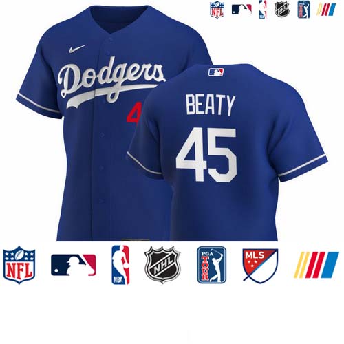 Personalized Los Angeles Dodgers #45 Matt Beaty Men’s Royal Alternate 2020 Authentic Player MLB Jersey