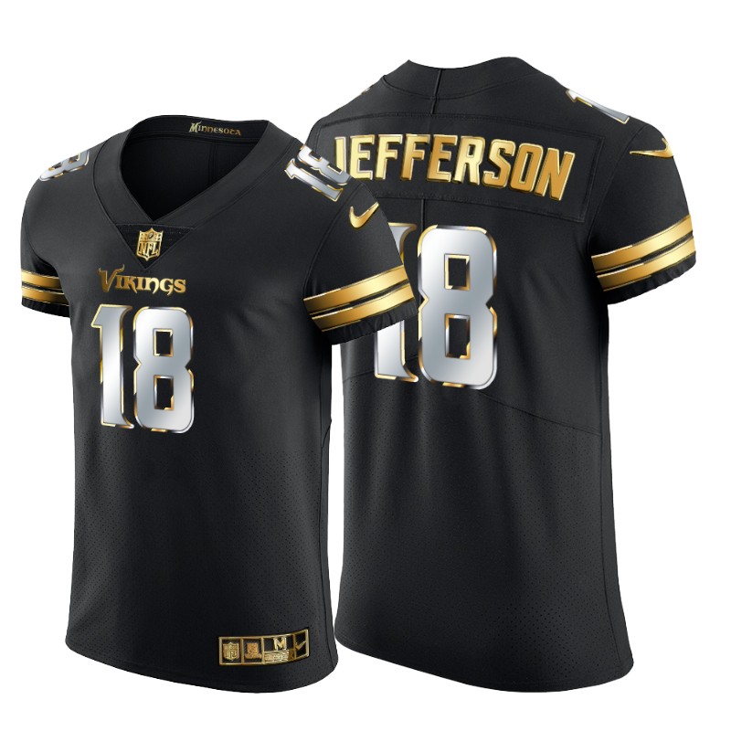 Personalized Minnesota Vikings #18 Justin Jefferson Men’s Black Edition Untouchable Elite NFL Jersey