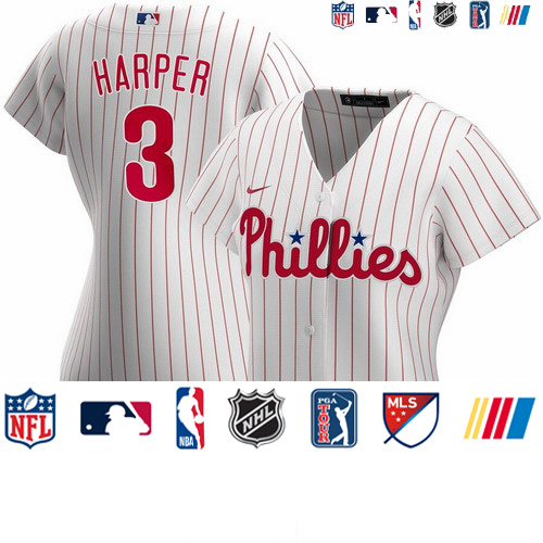Personalized Philadelphia Phillies #3 Bryce Harper Women’s Home 2020 MLB Player Jersey White