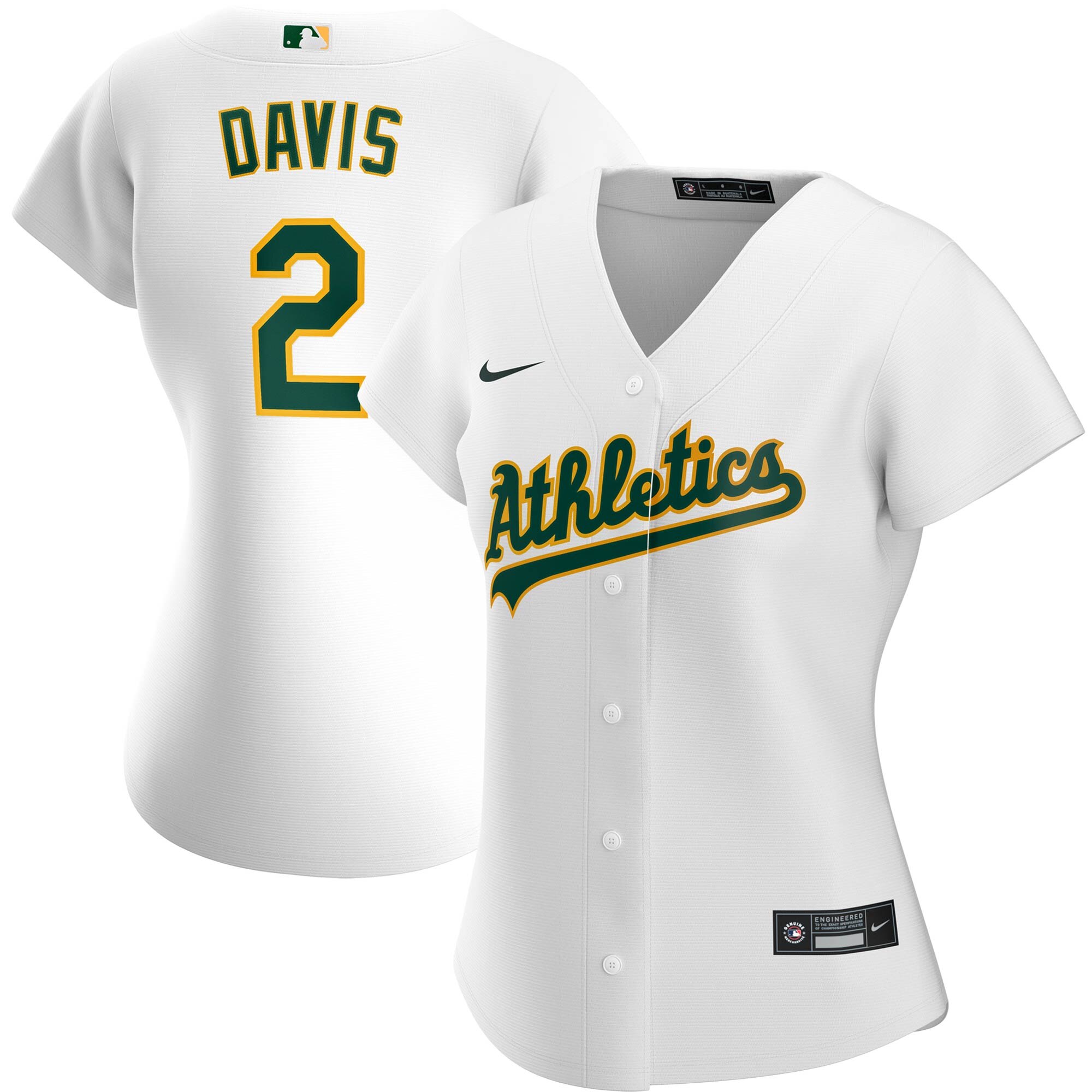 Personalized Oakland Athletics #2 Khris Davis Women’s Home 2020 MLB Player Jersey White