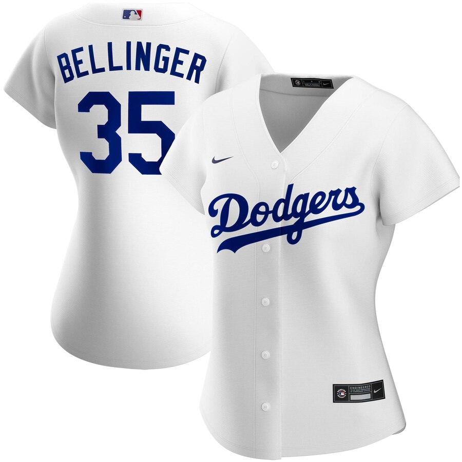 Personalized Los Angeles Dodgers #35 Cody Bellinger Women’s Home 2020 MLB Player Jersey White