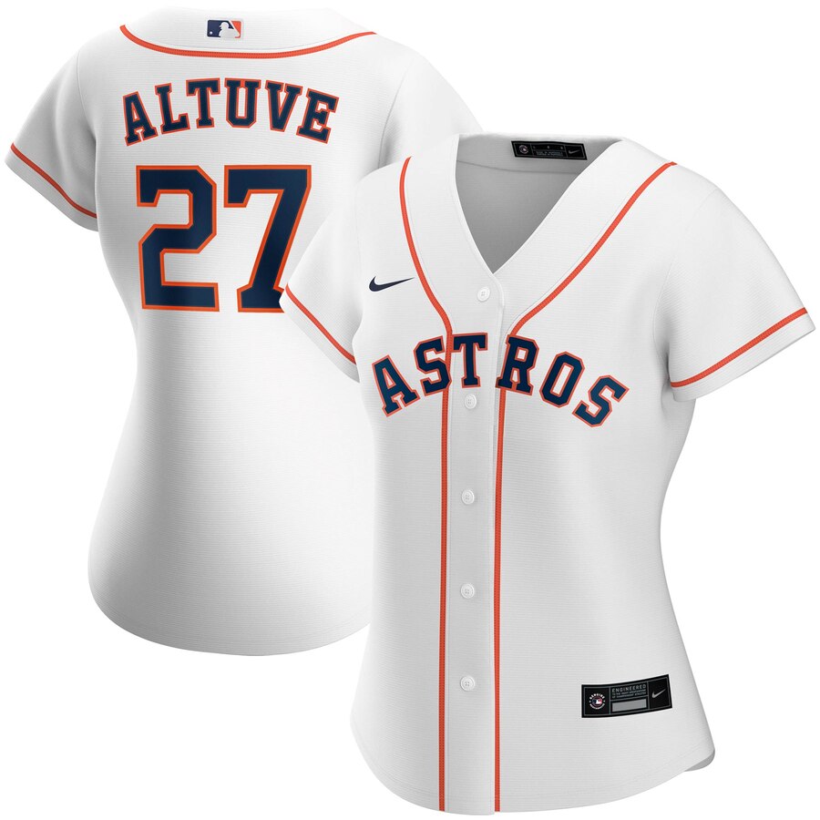 Personalized Houston Astros #27 Jose Altuve Women’s Home 2020 MLB Player Jersey White