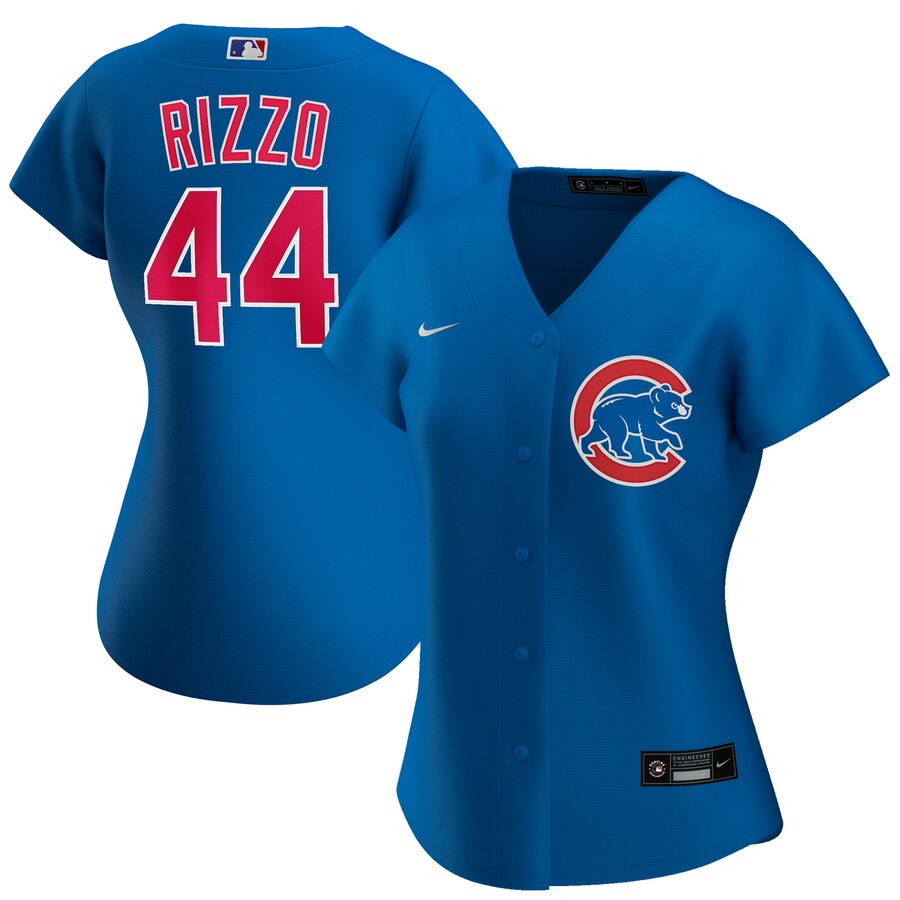 Personalized Chicago Cubs #44 Anthony Rizzo Women’s Alternate 2020 MLB Player Jersey Royal