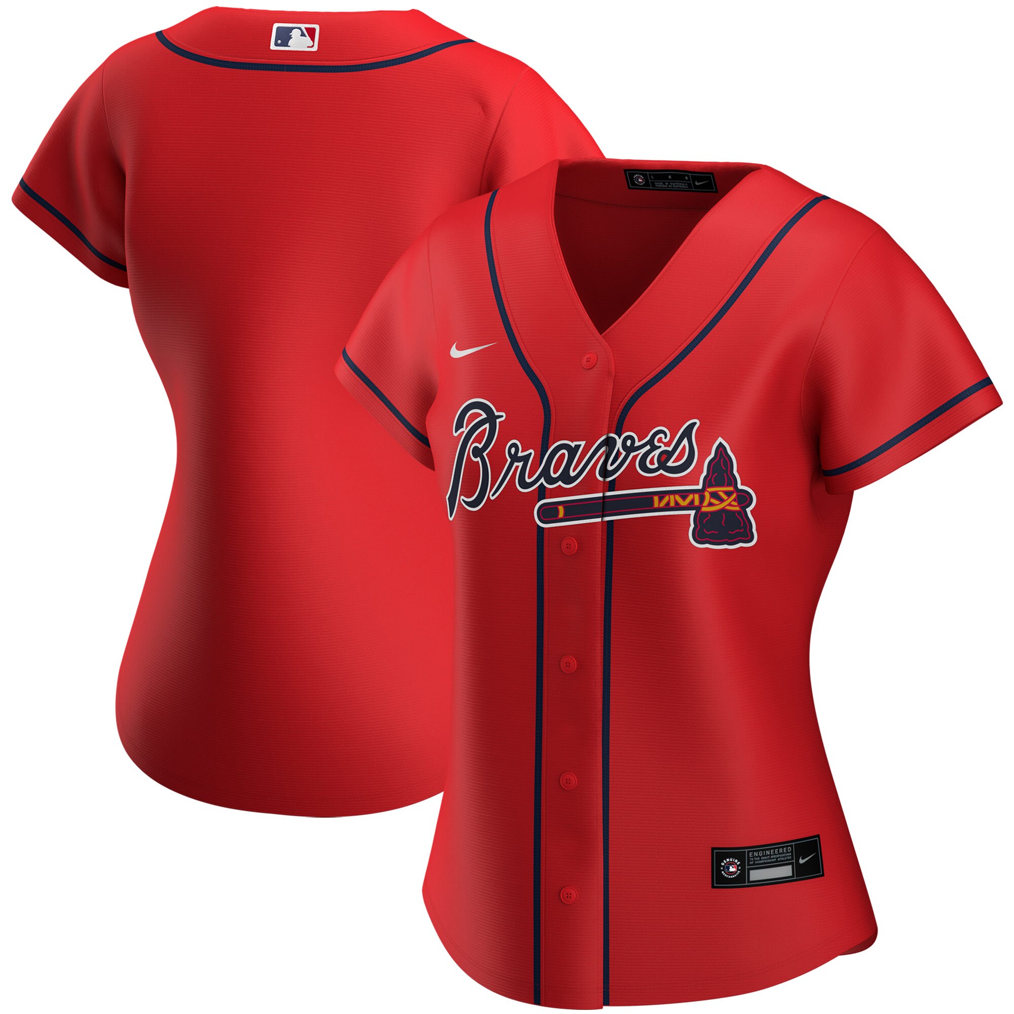 Personalized Atlanta Braves Women’s Alternate 2020 MLB Jersey Red