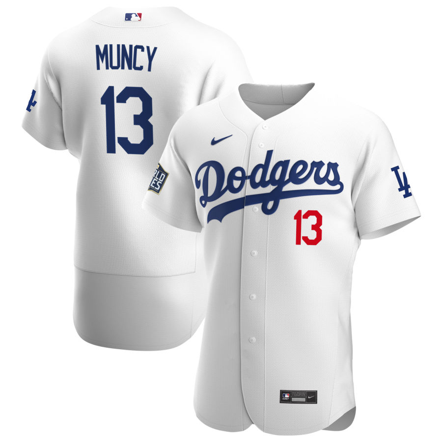 Personalized Los Angeles Dodgers #13 Max Muncy Men’s White Home 2020 World Series Bound Authentic Player MLB Jersey