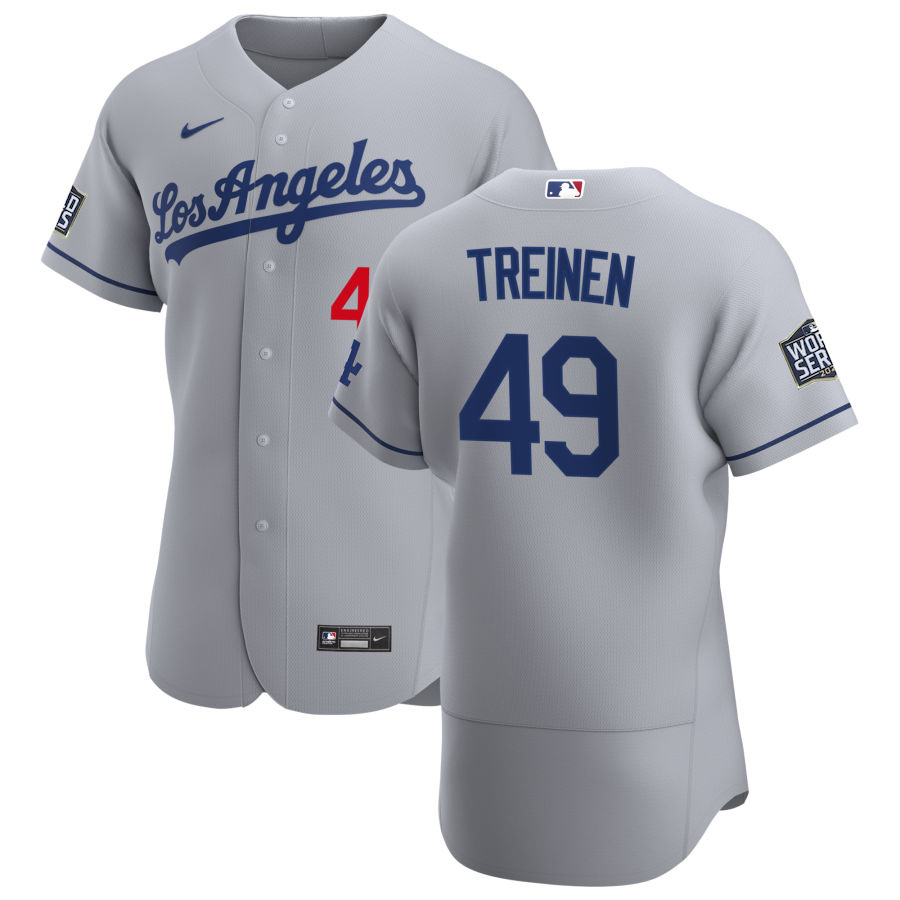 Personalized Los Angeles Dodgers #49 Blake Treinen Men’s Gray Road 2020 World Series Bound Authentic Team MLB Jersey