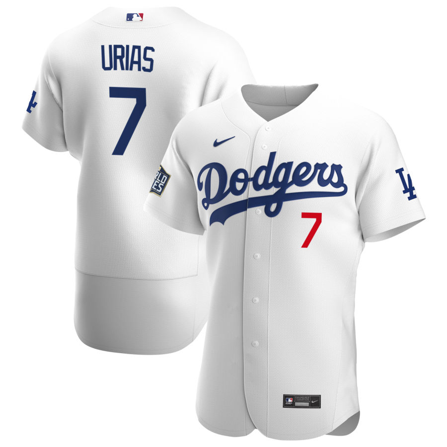 Personalized Los Angeles Dodgers #7 Julio Urias Men’s White Home 2020 World Series Bound Authentic Player MLB Jersey