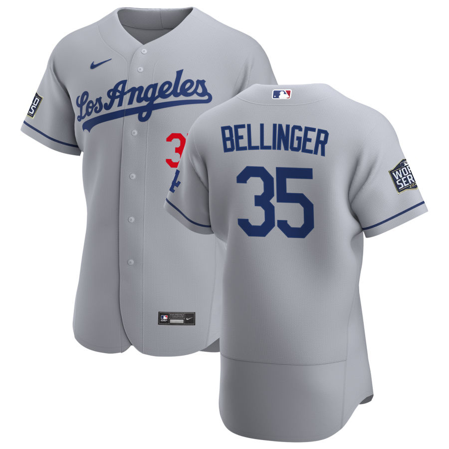 Personalized Los Angeles Dodgers #35 Cody Bellinger Men’s Gray Road 2020 World Series Bound Authentic Team MLB Jersey