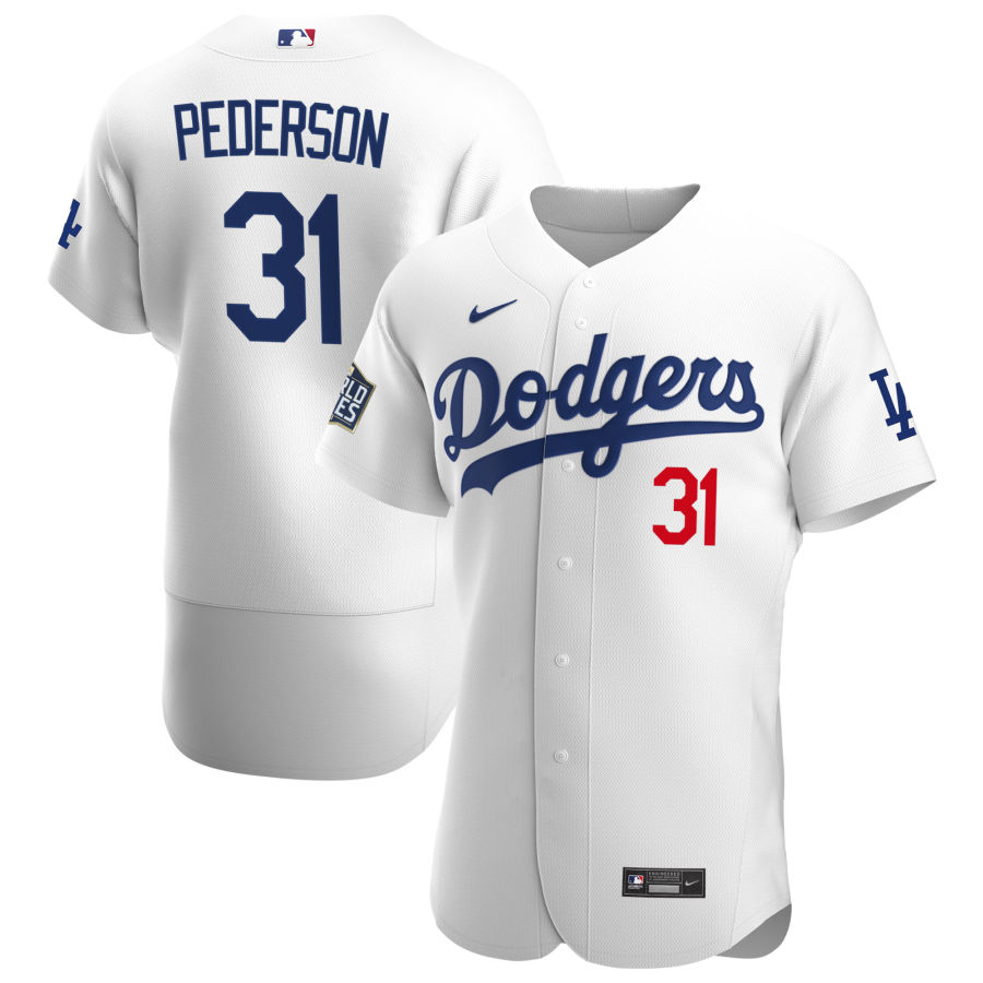 Personalized Los Angeles Dodgers #31 Joc Pederson Men’s White Home 2020 World Series Bound Authentic Player MLB Jersey