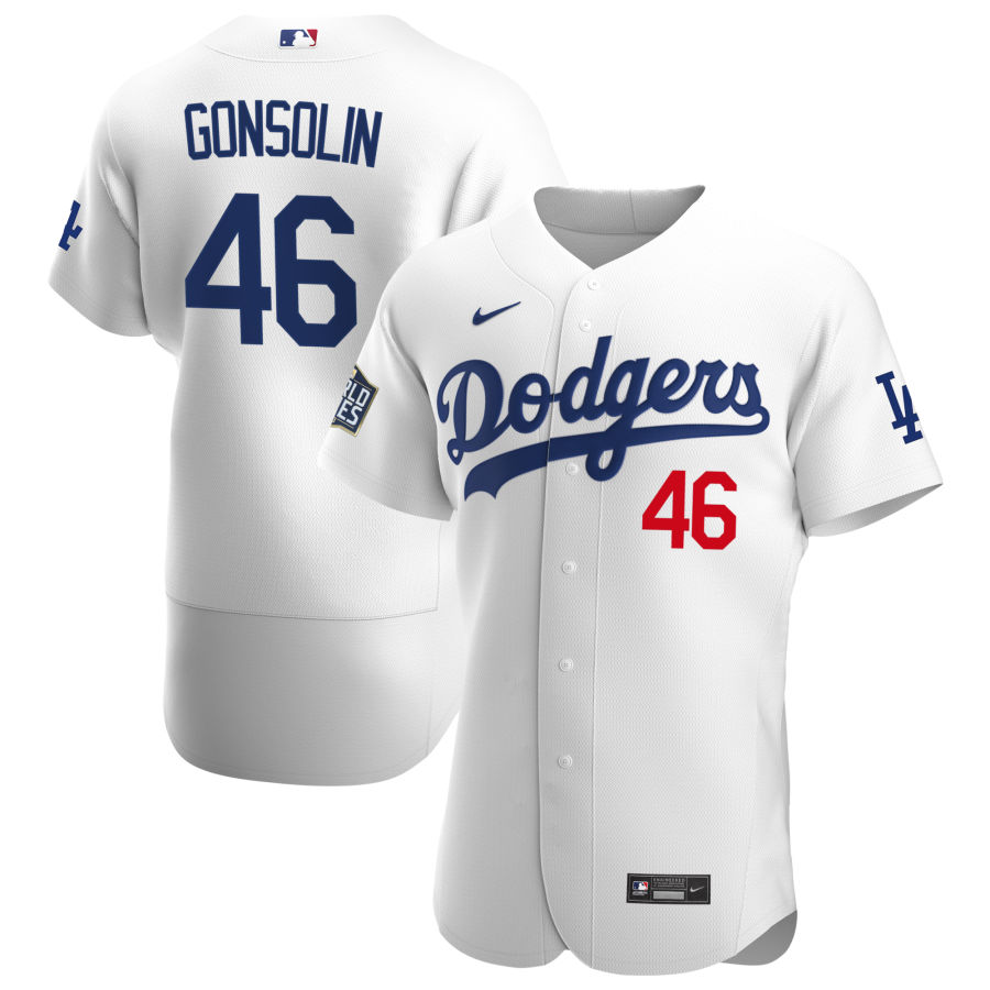 Personalized Los Angeles Dodgers #46 Tony Gonsolin Men’s White Home 2020 World Series Bound Authentic Player MLB Jersey