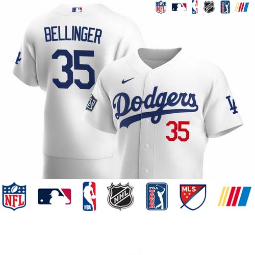 Personalized Los Angeles Dodgers #35 Cody Bellinger Men’s White Home 2020 World Series Bound Authentic Player MLB Jersey
