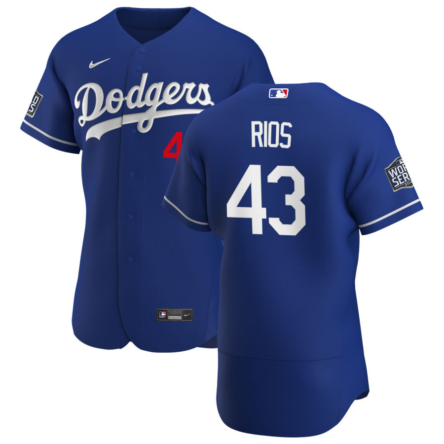 Personalized Los Angeles Dodgers #43 Edwin Rios Men’s Royal Alternate 2020 World Series Bound Authentic Player MLB Jersey
