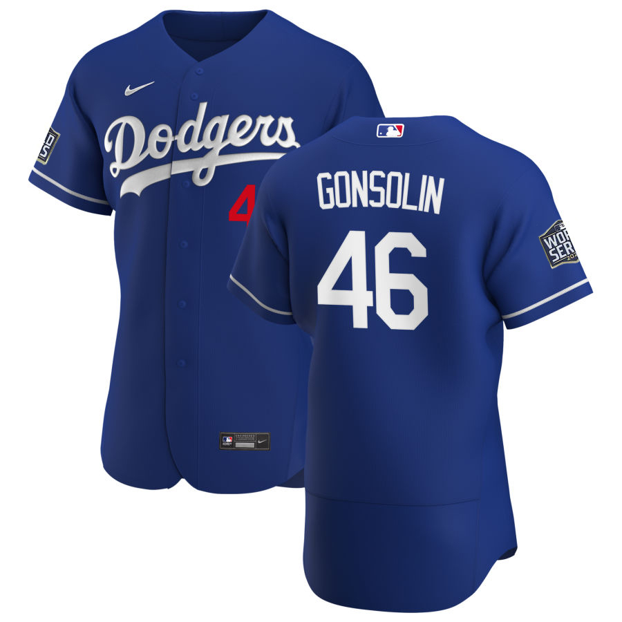 Personalized Los Angeles Dodgers #46 Tony Gonsolin Men’s Royal Alternate 2020 World Series Bound Authentic Player MLB Jersey