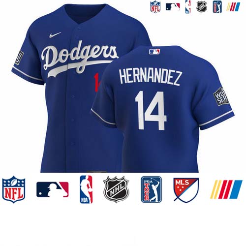 Personalized Los Angeles Dodgers #14 Enrique Hernandez Men’s Royal Alternate 2020 World Series Bound Authentic Player MLB Jersey