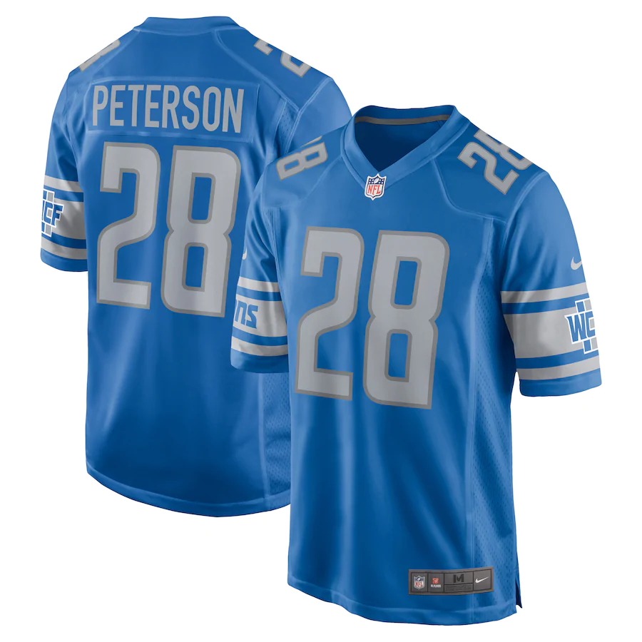 Personalized Men’s Lions #28 Adrian Peterson Jersey Blue Limited Jersey
