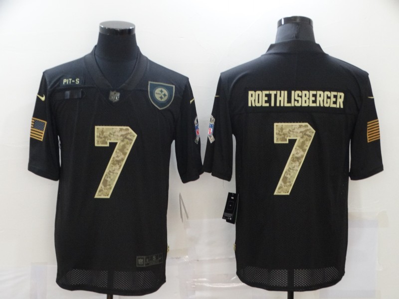 Personalized Steelers 7 Ben Roethlisberger Black Camo 2020 Salute To Service Limited Jersey