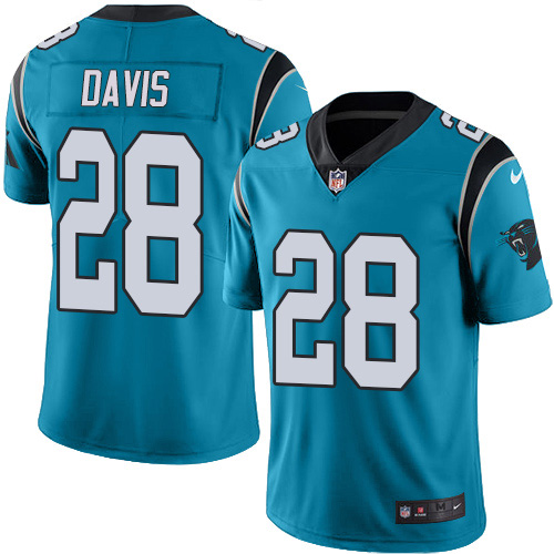 Personalized Panthers #28 Mike Davis Blue Men’s Stitched NFL Limited Rush Jersey