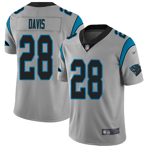 Personalized Panthers #28 Mike Davis Silver Men’s Stitched NFL Limited Inverted Legend Jersey