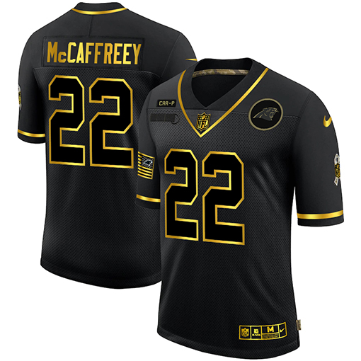 Personalized Panthers 22 Christian McCaffrey Black Gold 2020 Salute To Service Limited Jersey