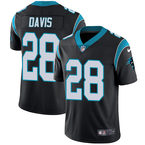 Personalized Panthers #28 Mike Davis Black Team Color Men’s Stitched NFL Untouchable Limited Jersey