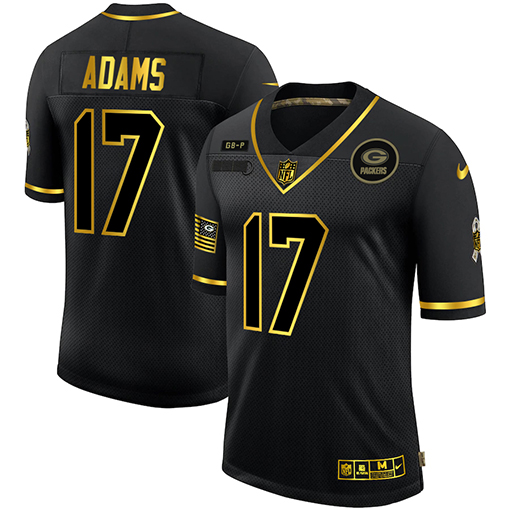 Personalized Packers 17 Davante Adams Black Gold 2020 Salute To Service Limited Jersey