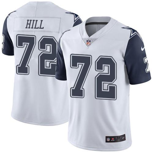 Personalized Cowboys #72 Trysten Hill White Men’s Stitched NFL Limited Rush Jersey
