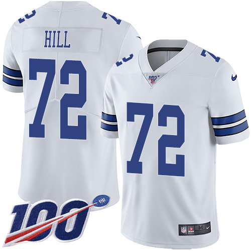 Personalized Cowboys #72 Trysten Hill White Men’s Stitched NFL 100th Season Untouchable Limited Jersey