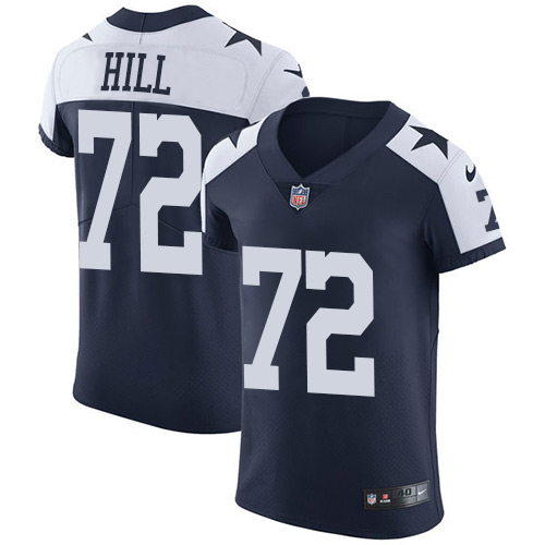 Personalized Cowboys #72 Trysten Hill Navy Blue Thanksgiving Men’s Stitched NFL Untouchable Throwback Elite Jersey