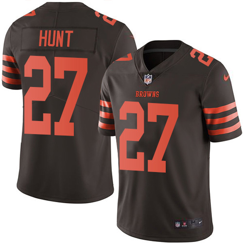 Personalized Browns #27 Kareem Hunt Brown Men’s Stitched NFL Limited Rush Jersey