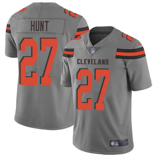 Personalized Browns #27 Kareem Hunt Gray Men’s Stitched NFL Limited Inverted Legend Jersey