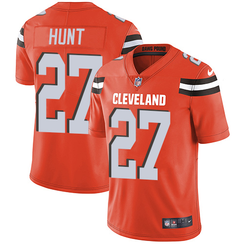 Personalized Browns #27 Kareem Hunt Orange Alternate Men’s Stitched NFL Untouchable Limited Jersey