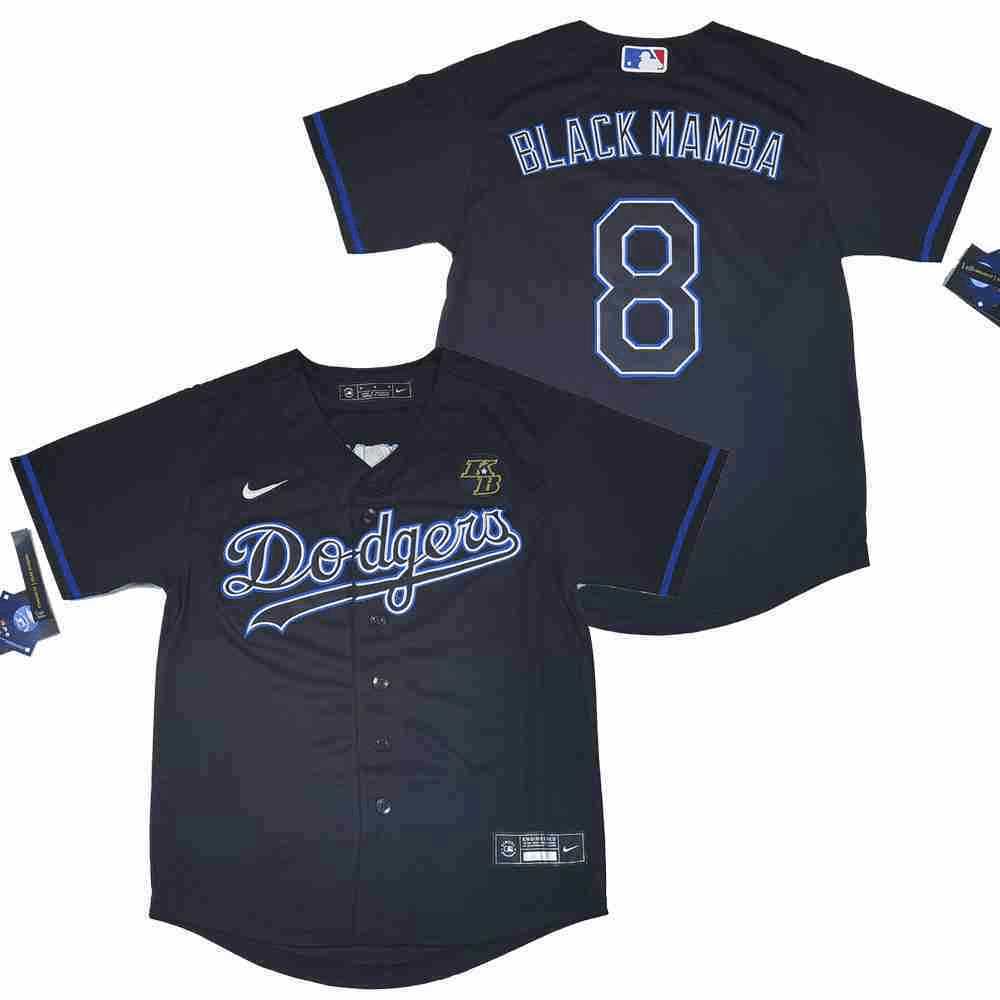 Personalized Dodgers 8 Kobe Bryant Black Mamba Cool Base Jersey