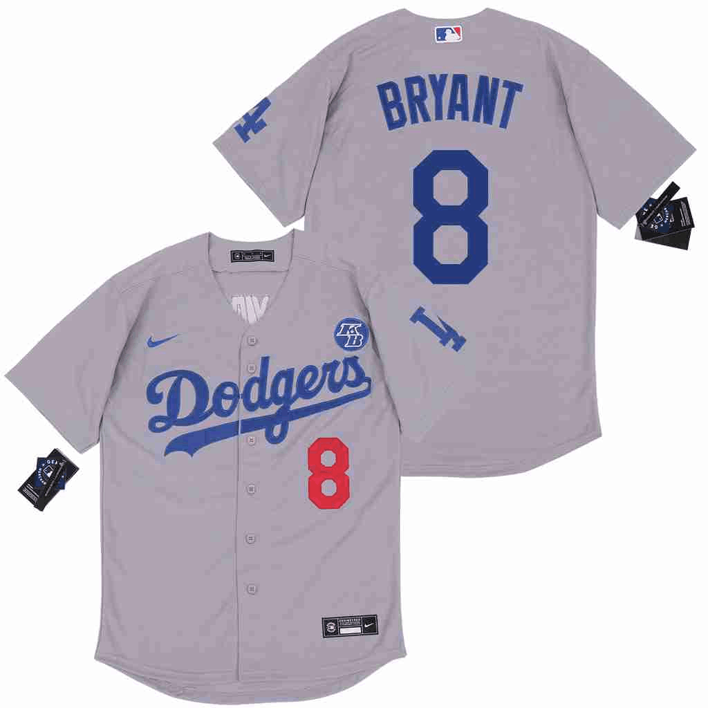 Personalized Dodgers 8 Kobe Bryant Gray 2020 KB Cool Base Jersey