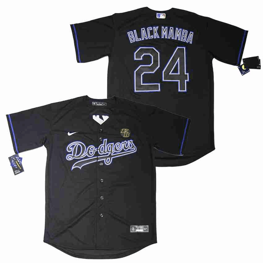 Personalized Dodgers 24 Kobe Bryant Black Mamba Cool Base Jersey
