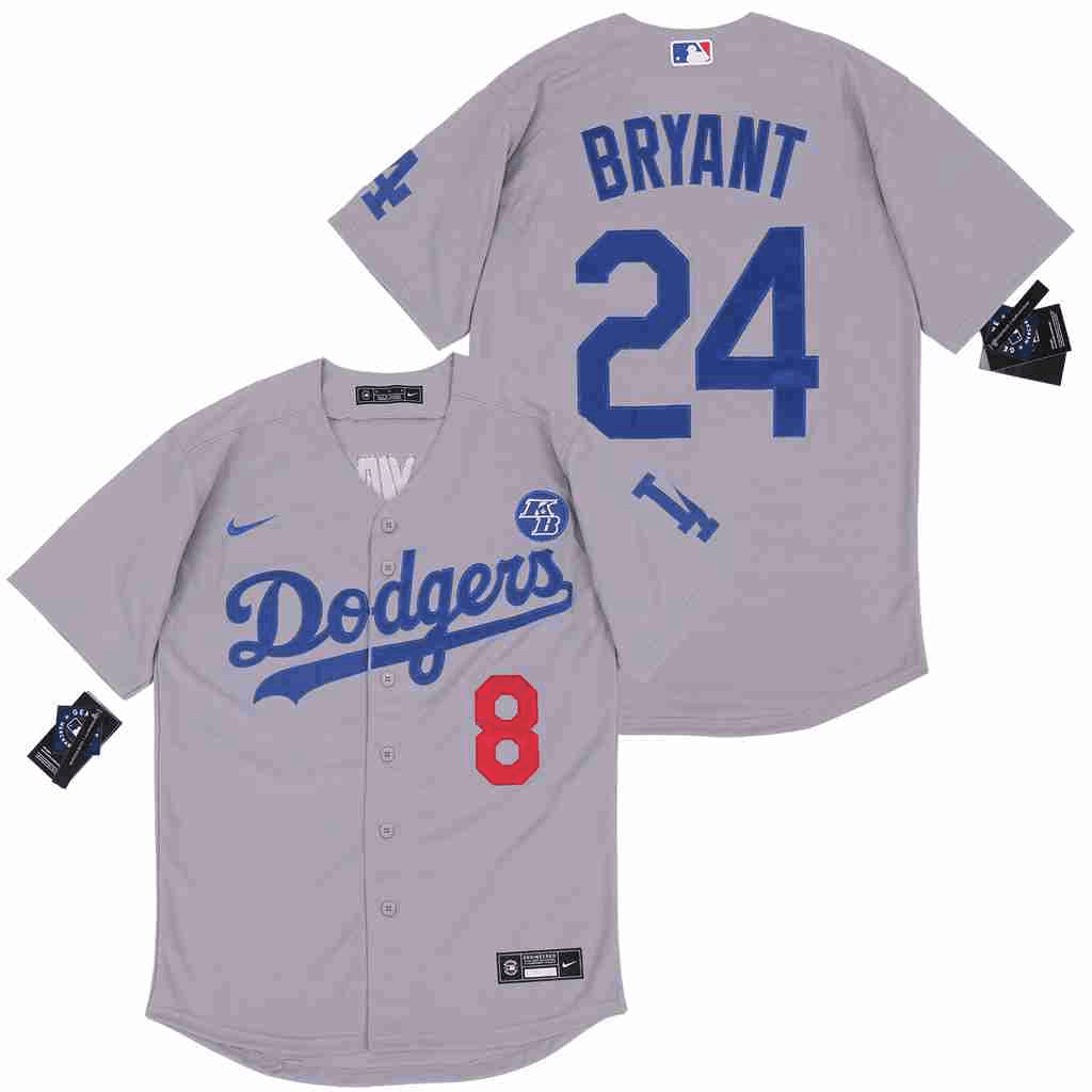 Personalized Dodgers 8 Kobe Bryant Gray 2020 KB Cool Base Jerseys