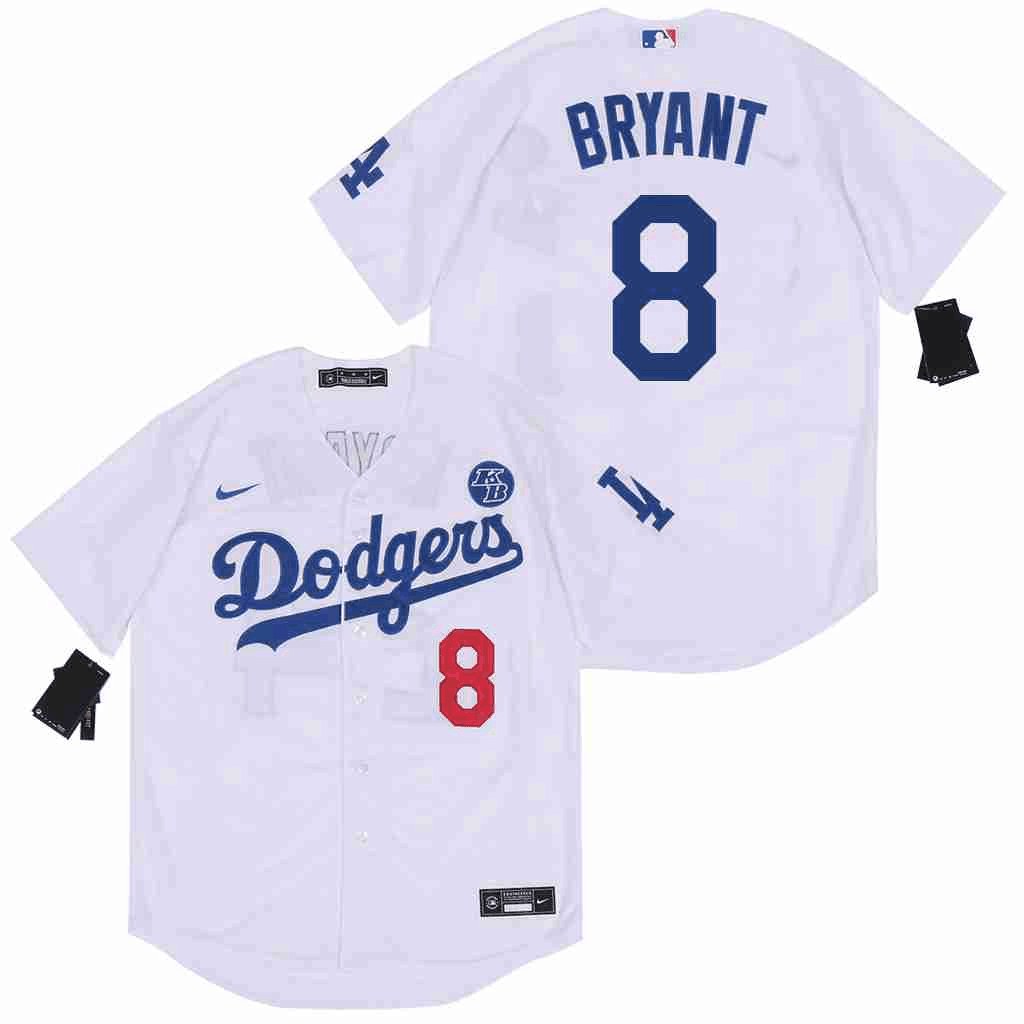 Personalized Dodgers 8 Kobe Bryant white 2020 KB Cool Base Jerseys