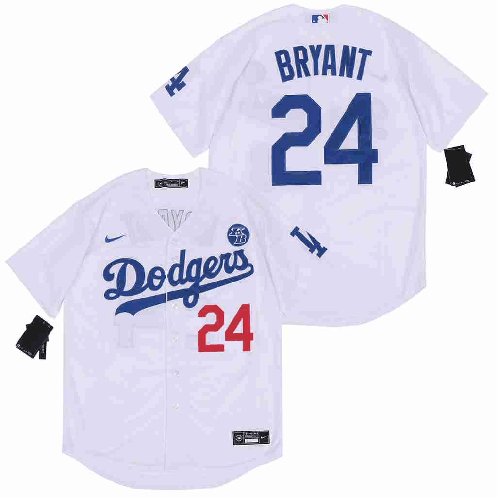 Personalized Dodgers 24 Kobe Bryant white 2020 KB Cool Base Jerseys