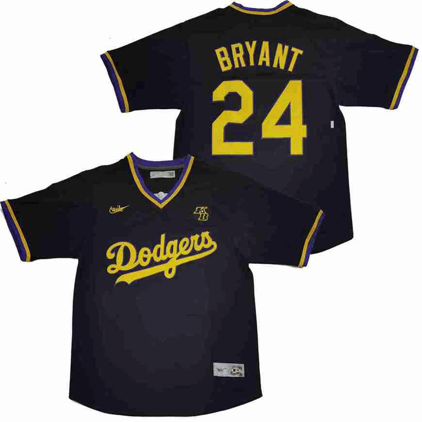Personalized Dodgers 24 Kobe Bryant Black Throwback Cool Base Jersey