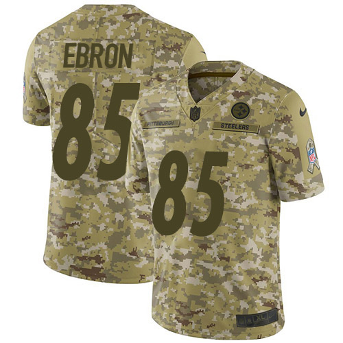 Personalized Steelers #85 Eric Ebron Camo Men’s Stitched NFL Limited 2018 Salute To Service Jersey