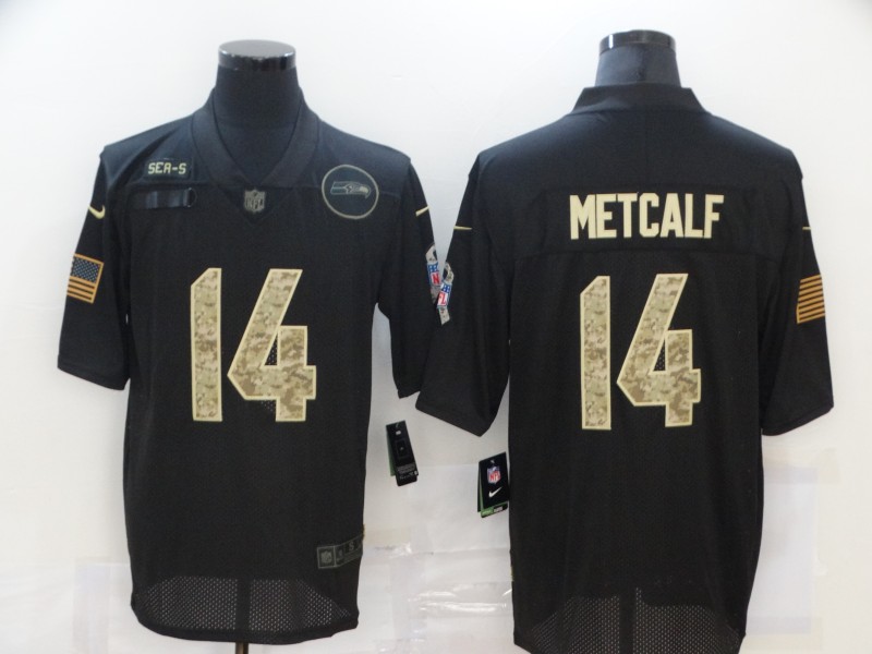 Personalized Seahawks 14 DK Metcalf Black Camo 2020 Salute To Service Limited Jersey