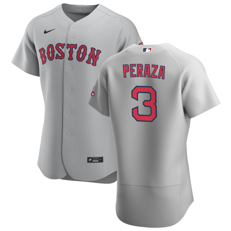 Personalized Boston Red Sox #3 Jose Peraza Men’s Gray Road 2020 Authentic Team MLB Jersey