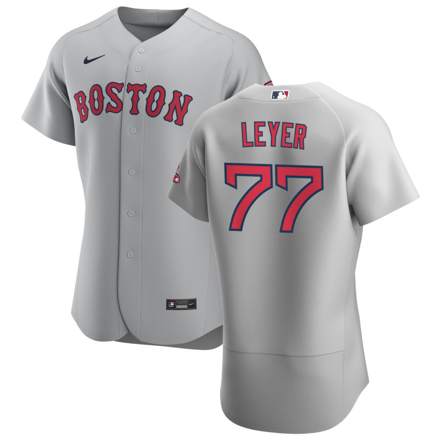 Personalized Boston Red Sox #77 Robinson Leyer Men’s Gray Road 2020 Authentic Team MLB Jersey