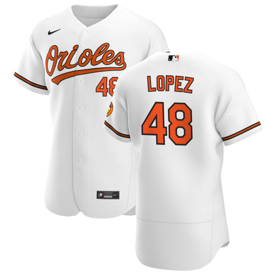 Personalized Baltimore Orioles #48 Jorge Lopez Men’s White Home 2020 Authentic Player MLB Jersey