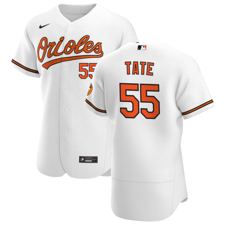 Personalized Baltimore Orioles #55 Dillon Tate Men’s White Home 2020 Authentic Player MLB Jersey