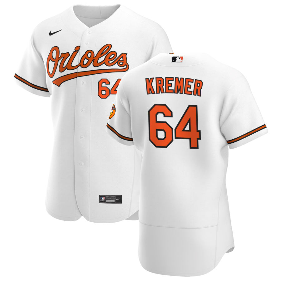 Personalized Baltimore Orioles #64 Dean Kremer Men’s White Home 2020 Authentic Player MLB Jersey