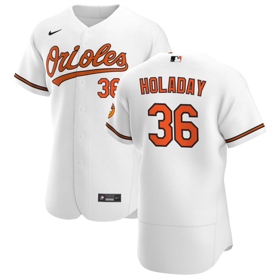 Personalized Baltimore Orioles #36 Bryan Holaday Men’s White Home 2020 Authentic Player MLB Jersey