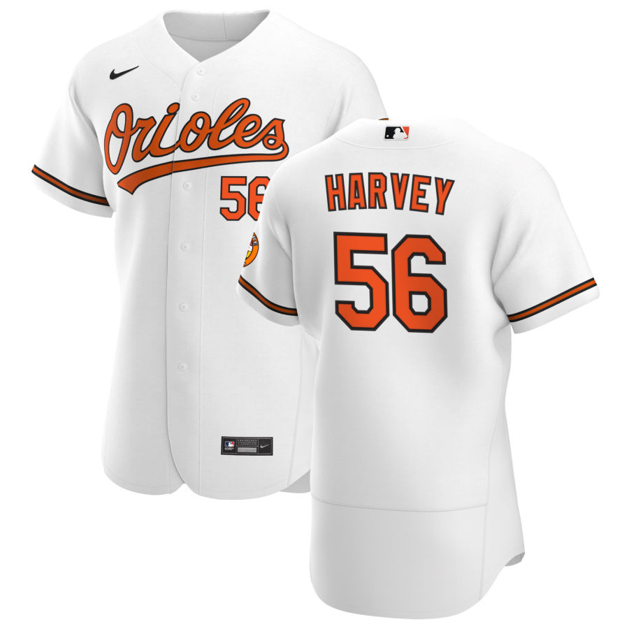 Personalized Baltimore Orioles #56 Hunter Harvey Men’s White Home 2020 Authentic Player MLB Jersey