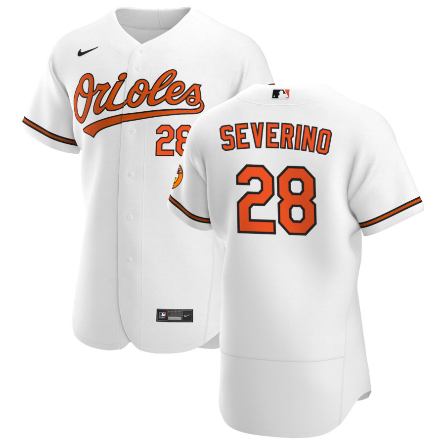 Personalized Baltimore Orioles #28 Pedro Severino Men’s White Home 2020 Authentic Player MLB Jersey