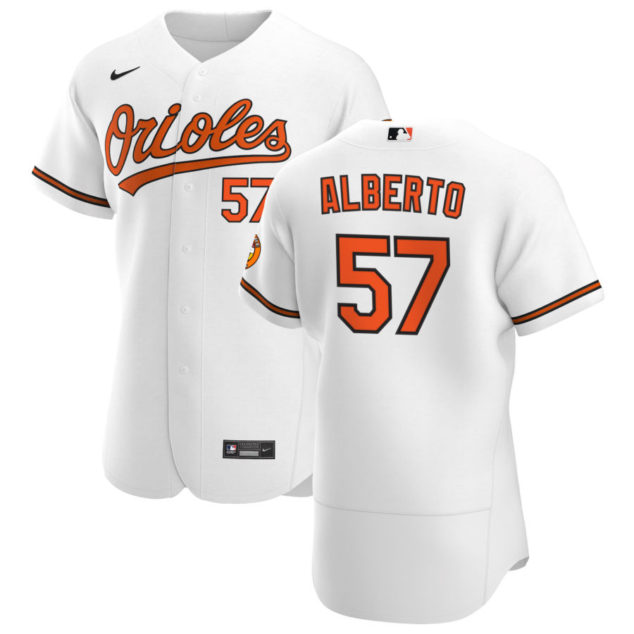 Personalized Baltimore Orioles #57 Hanser Alberto Men’s White Home 2020 Authentic Player MLB Jersey